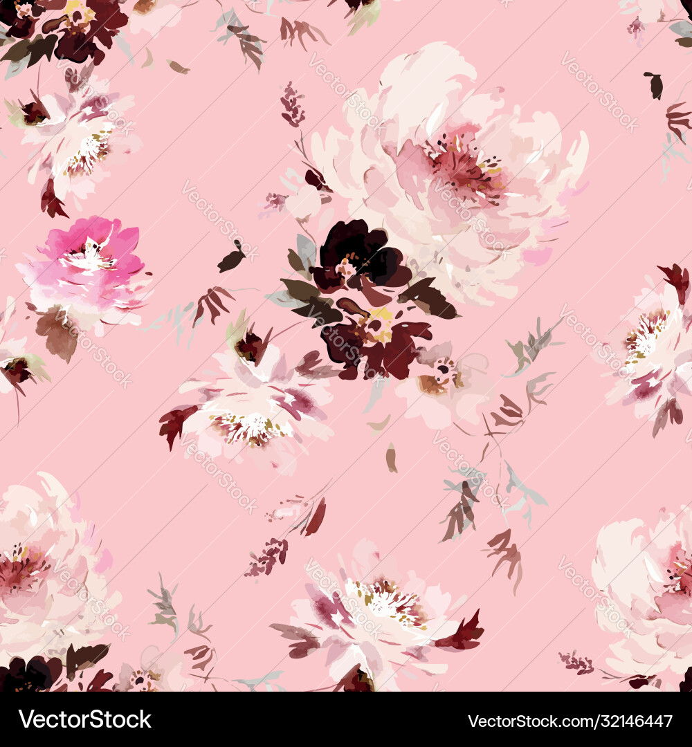 Seamless watercolor pattern with peonies Seamless watercolor pattern with peonies vector image