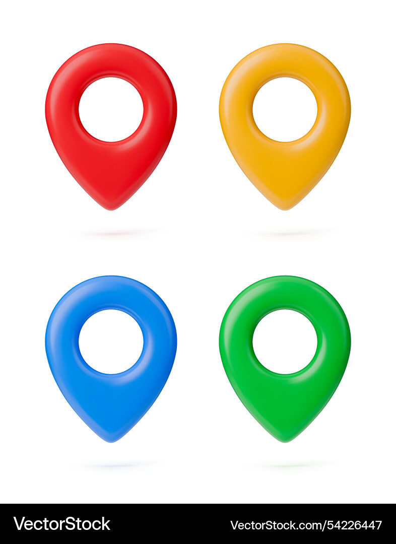Set of bright location marks in different color Set of bright location marks in different color vector image