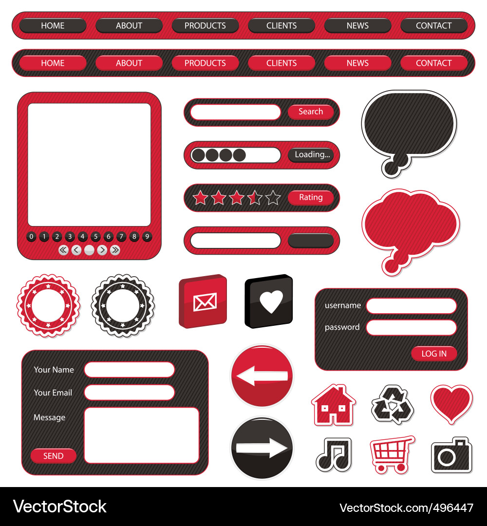 Web UI Buttons & Icons vektorbild