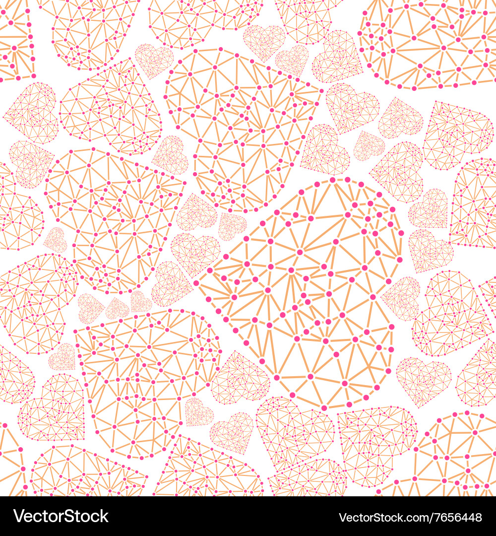 Heart with connected lines and dots wireframe mesh vector image
