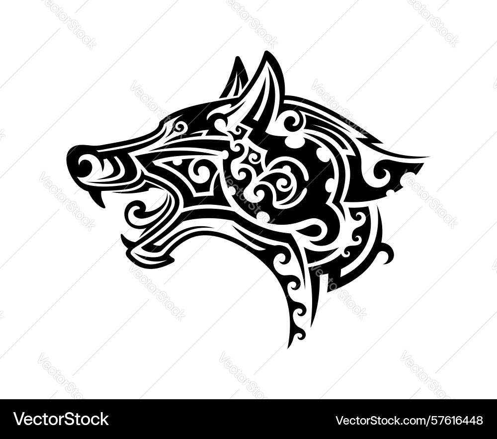 Maori tribal wolf or dog animal polynesian tattoo Vector Image