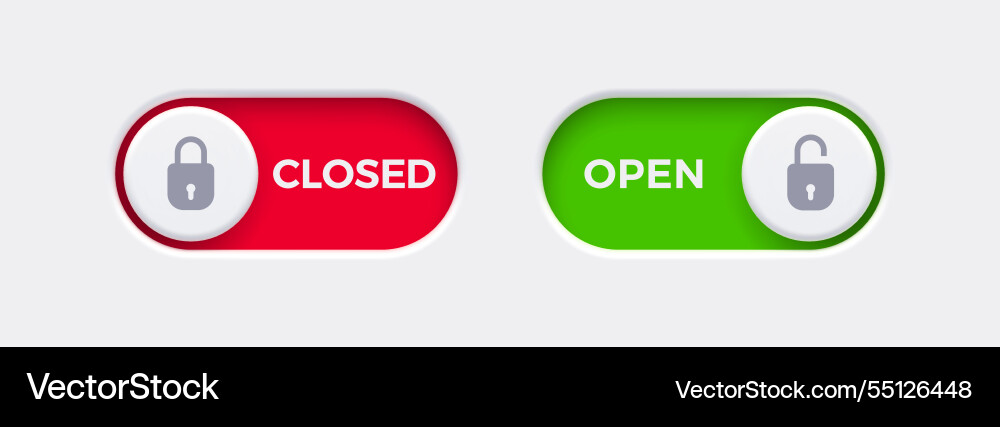 Open and closed toggle switch buttons Vector Image
