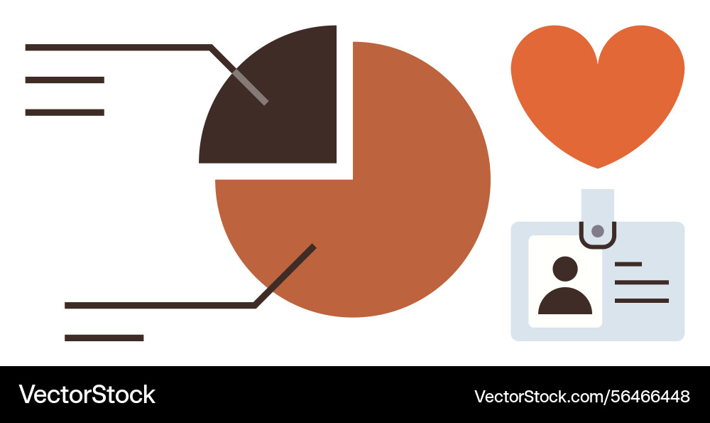 Pie chart with data lines heart shape and id Pie chart with data lines heart shape and id vector image