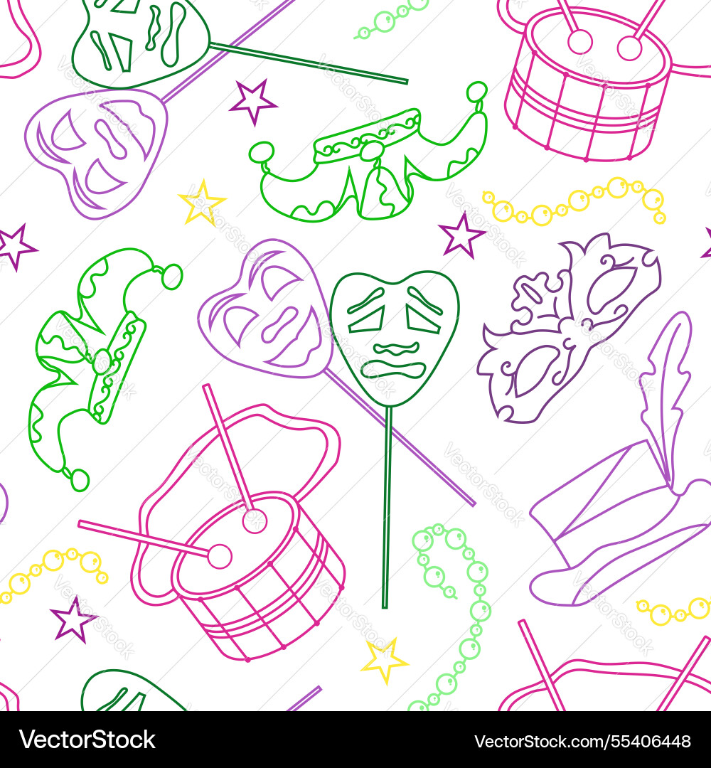 Seamless pattern with elements for mardi Seamless pattern with elements for mardi Vector Image