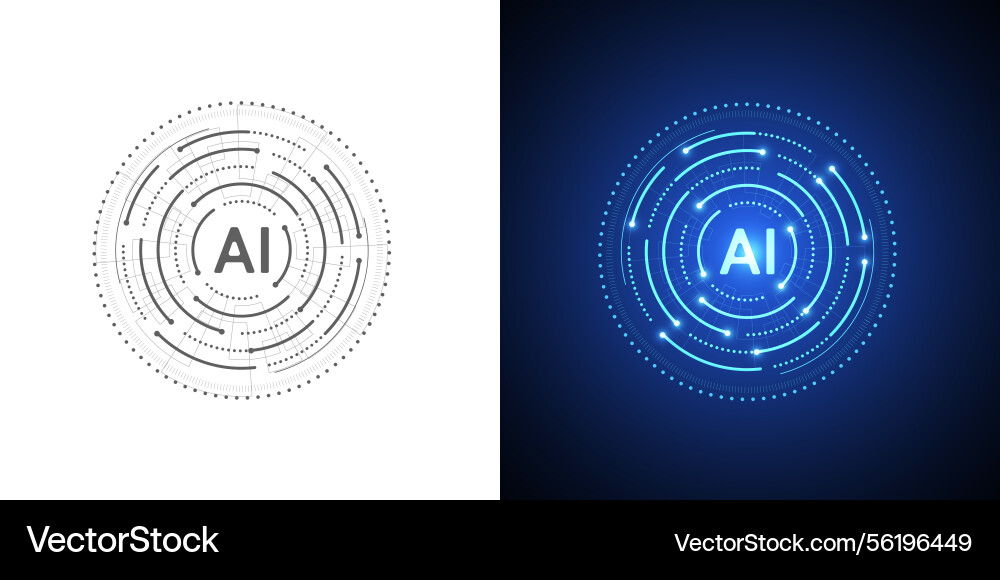 Artificial intelligence circuit line style Artificial intelligence circuit line style vector image