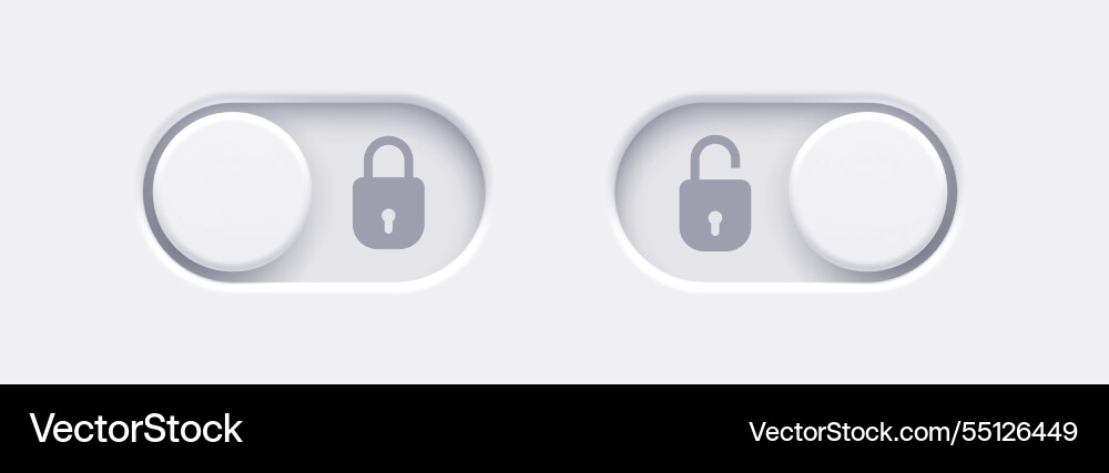 Lock and unlock toggle switch buttons vector image