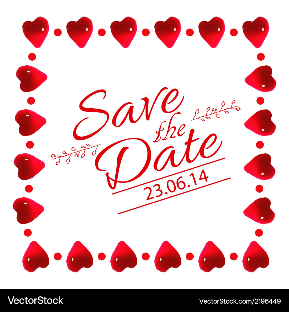 Save the date card with heart frame Vector Image