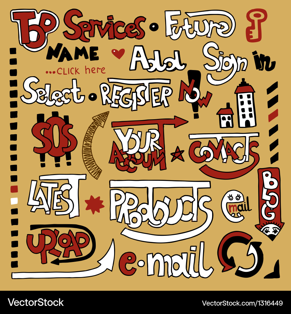 Set of hand draw lettering web design element vector image