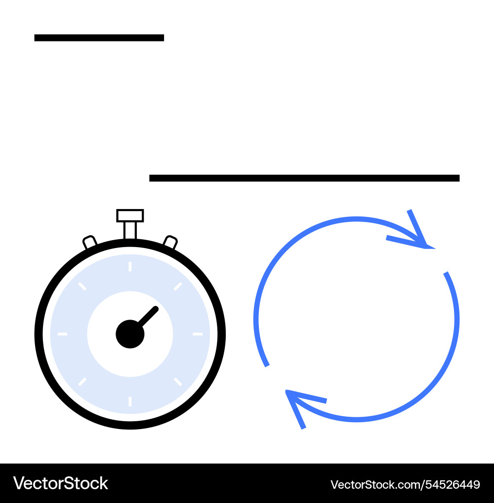 Stopwatch and circular arrows representation Stopwatch and circular arrows representation vector image