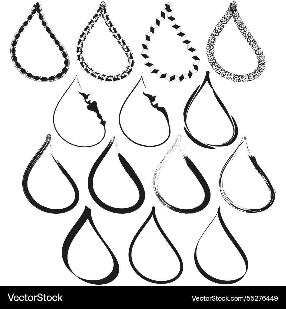 Teardrop shapes set decorative elements abstract vector image