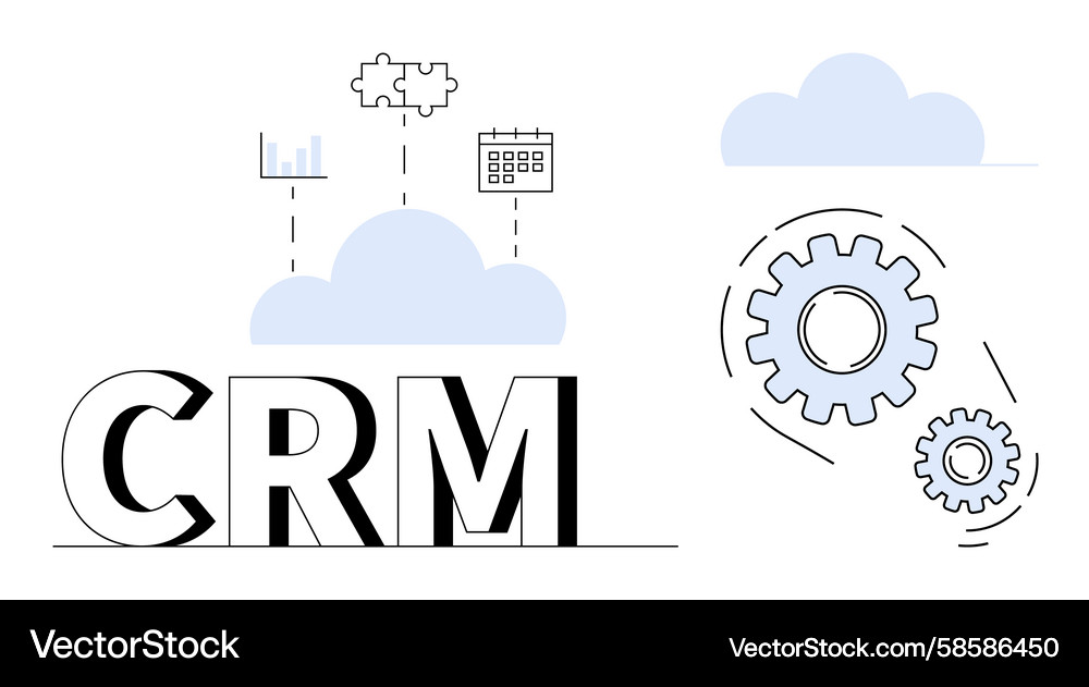 Cloud crm concept with gears data chart calendar Vector Image