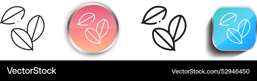 Coca leaves icon thin linear regular and button Coca leaves icon thin linear regular and button vector image