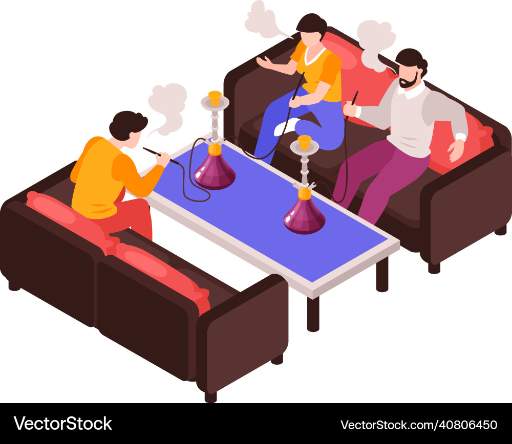 Hookah bar friends composition vector image