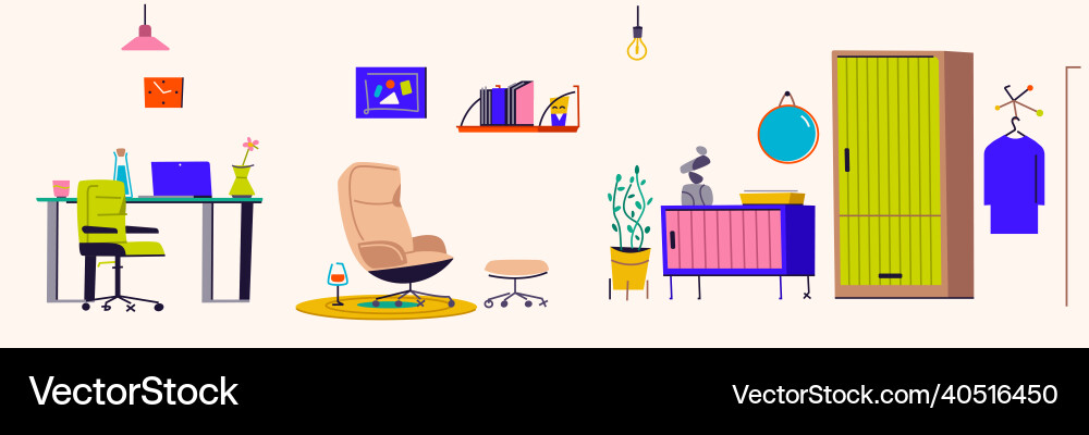 Modern interior design of room with furniture Modern interior design of room with furniture vector image