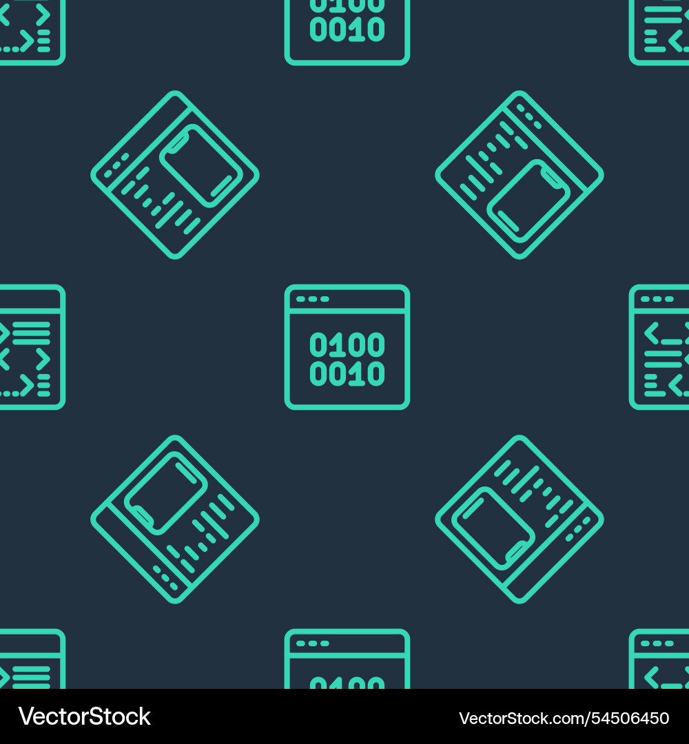 Set line binary code software and on seamless Set line binary code software and on seamless vector image