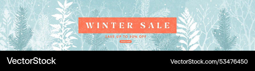 Winter sale modern banner with fir branches snow Winter sale modern banner with fir branches snow vector image