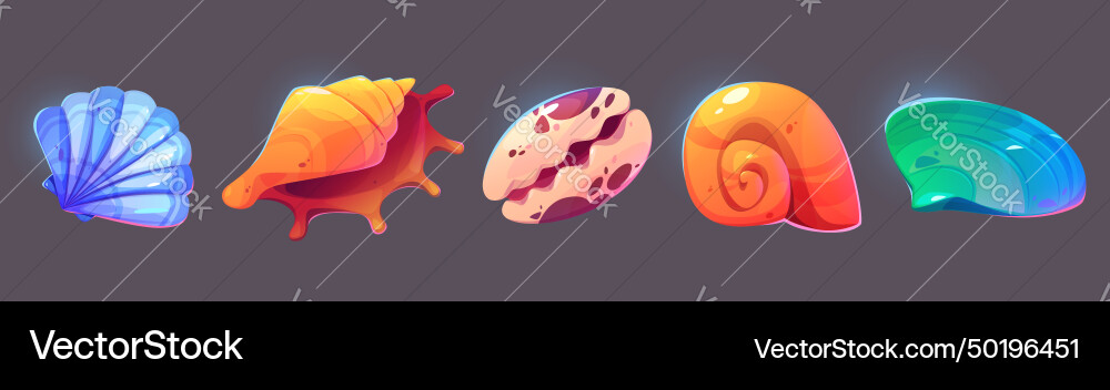 Colorful Seashell Icon Set Vector Image