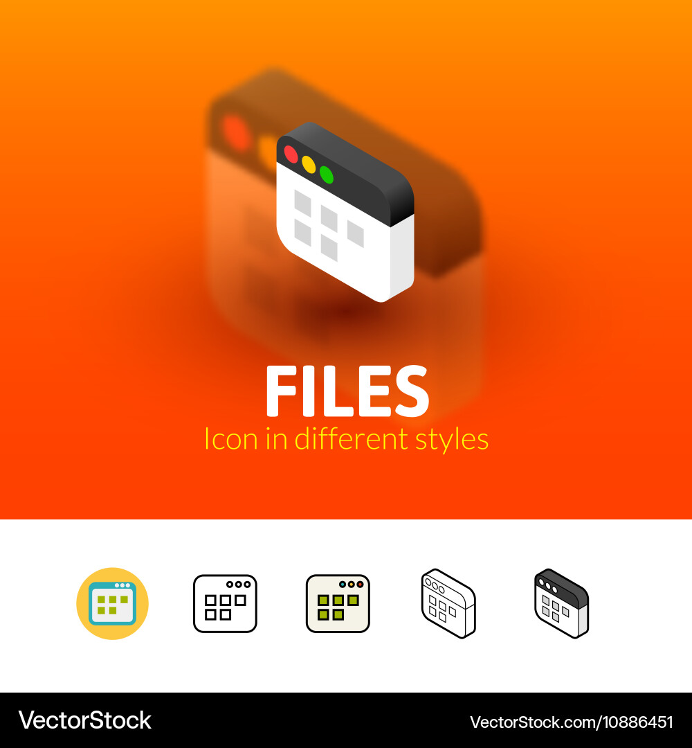 Files icon in different style vector image