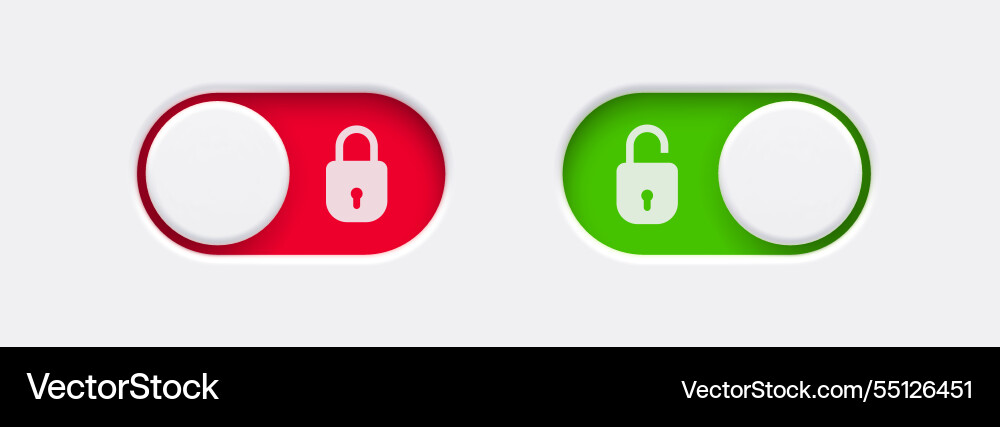 Lock and unlock toggle switch buttons Vector Image