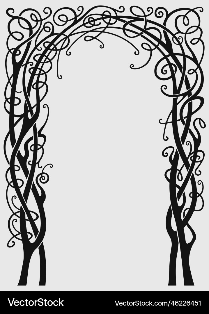 Silhouette arch of vine isolate pattern forging vector image