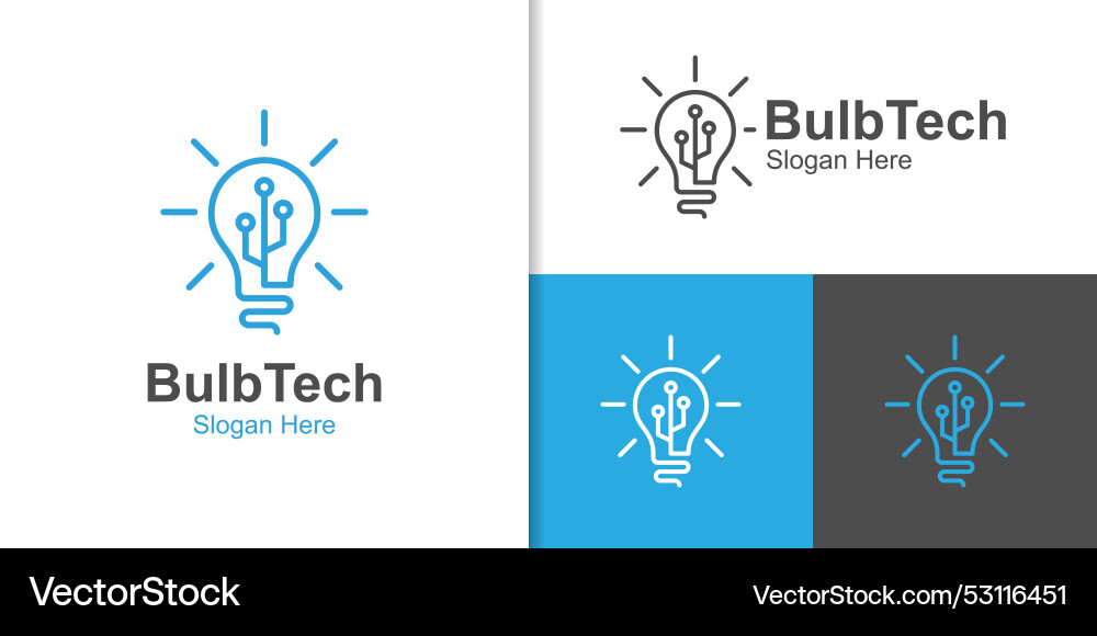 Tech idea with bulb icon logo design element Tech idea with bulb icon logo design element vector image