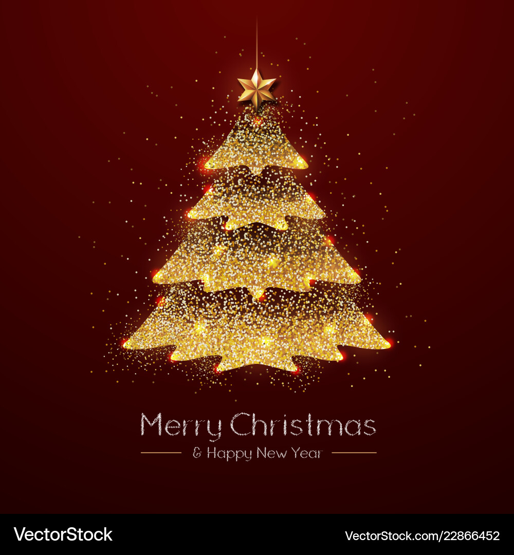 Christmas poster with golden tree Christmas poster with golden tree vector image