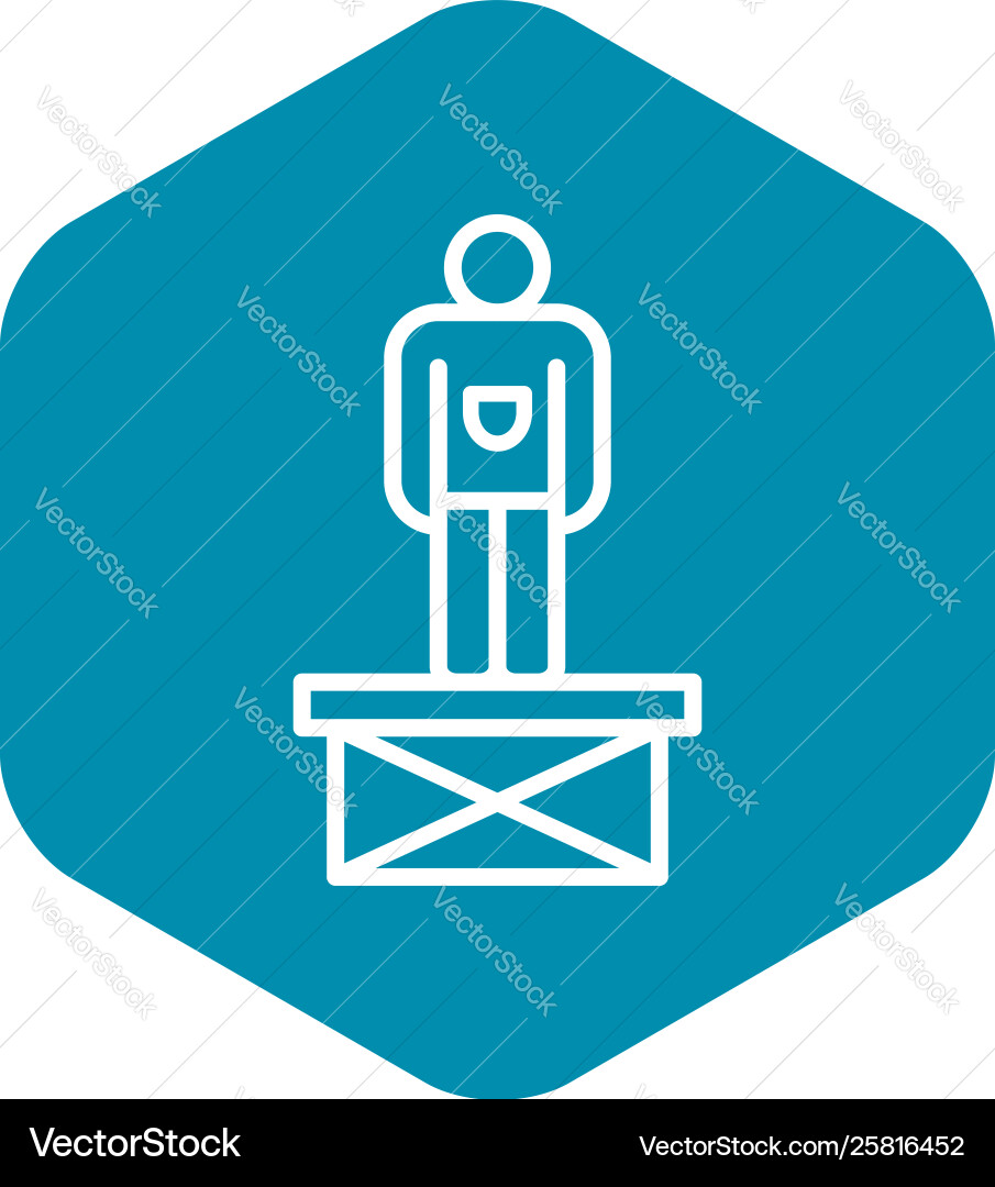 Man on scissors platform icon outline style Man on scissors platform icon outline style vector image