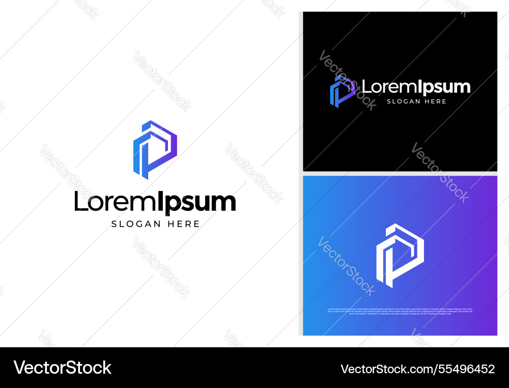 Modern letter p building house home logo Modern letter p building house home logo vector image