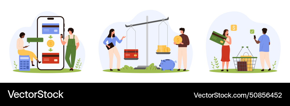 Money payment system set online transaction from Vector Image