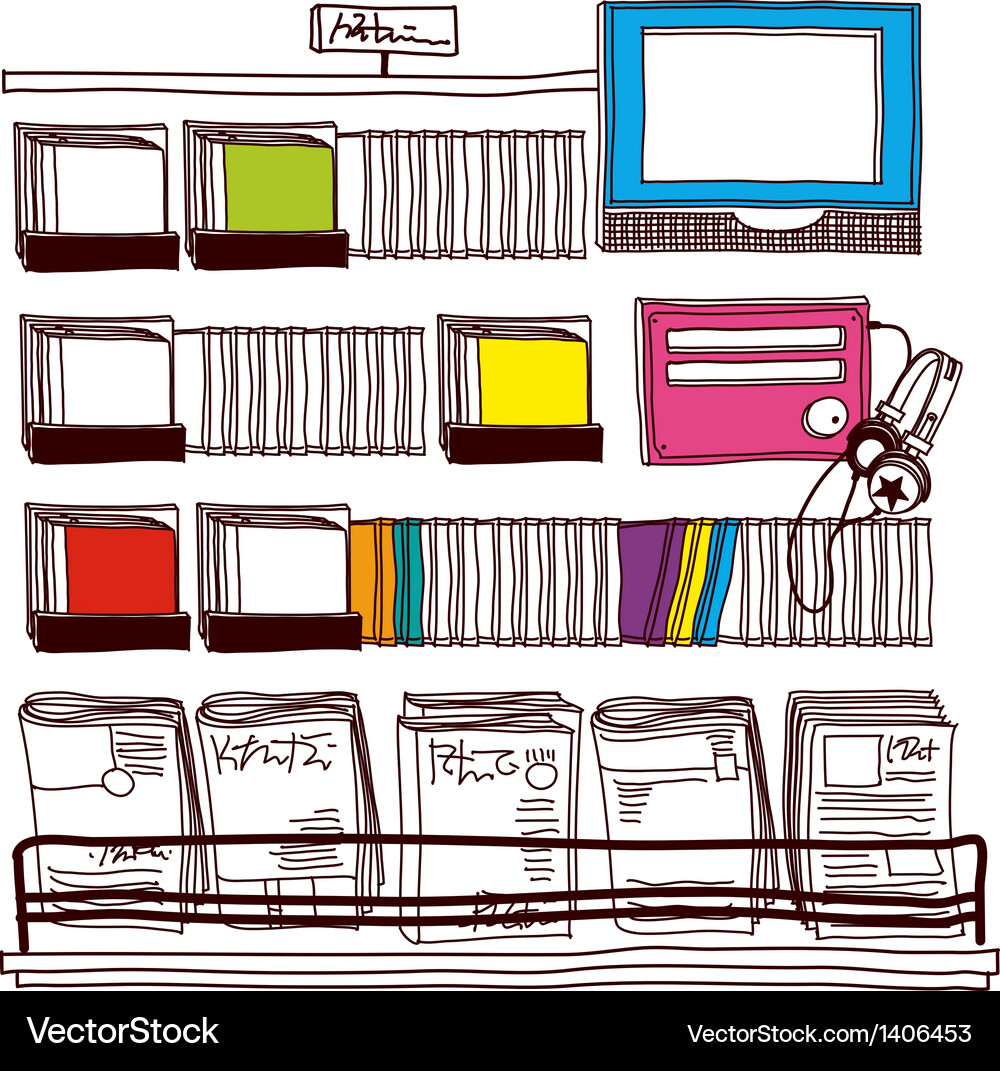 A view of bookshelf Vector Image