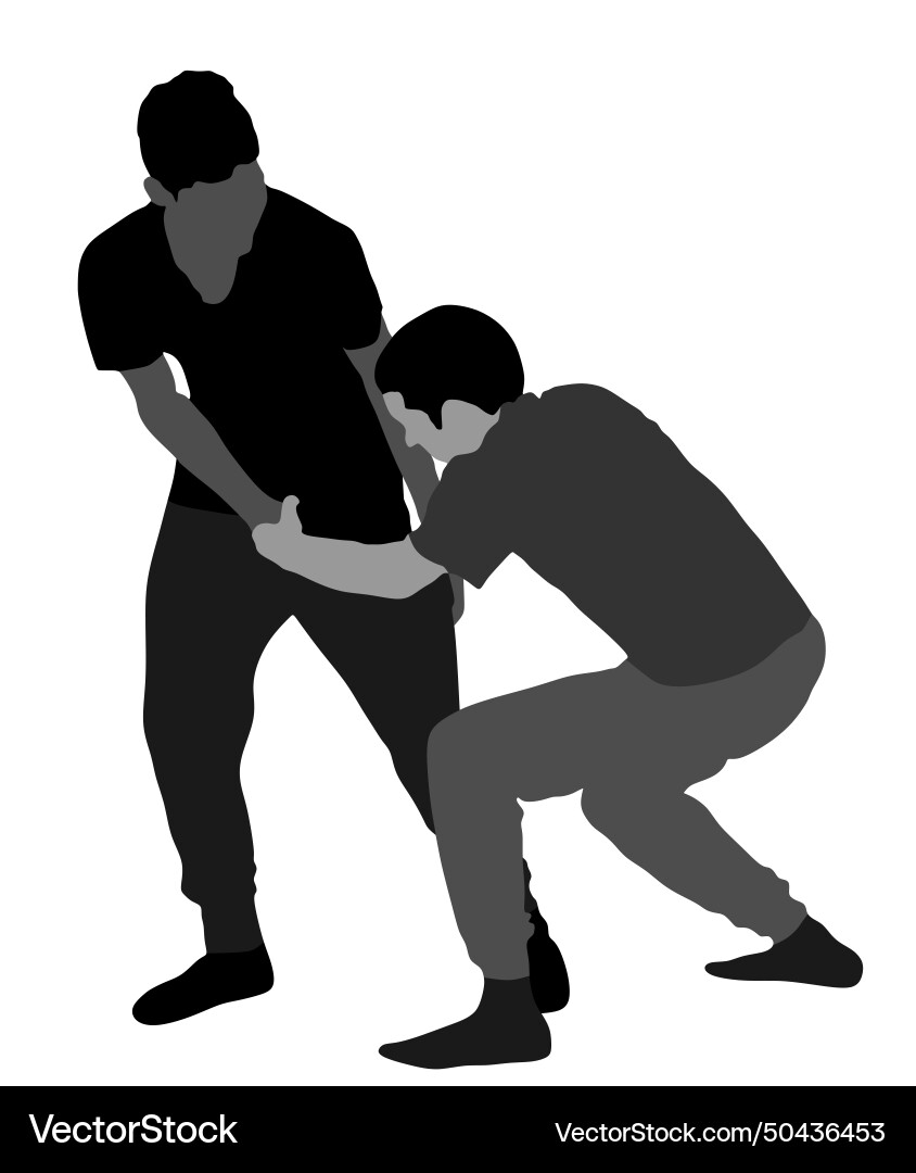 Boys fighting isolated young brother Royalty Free Vector