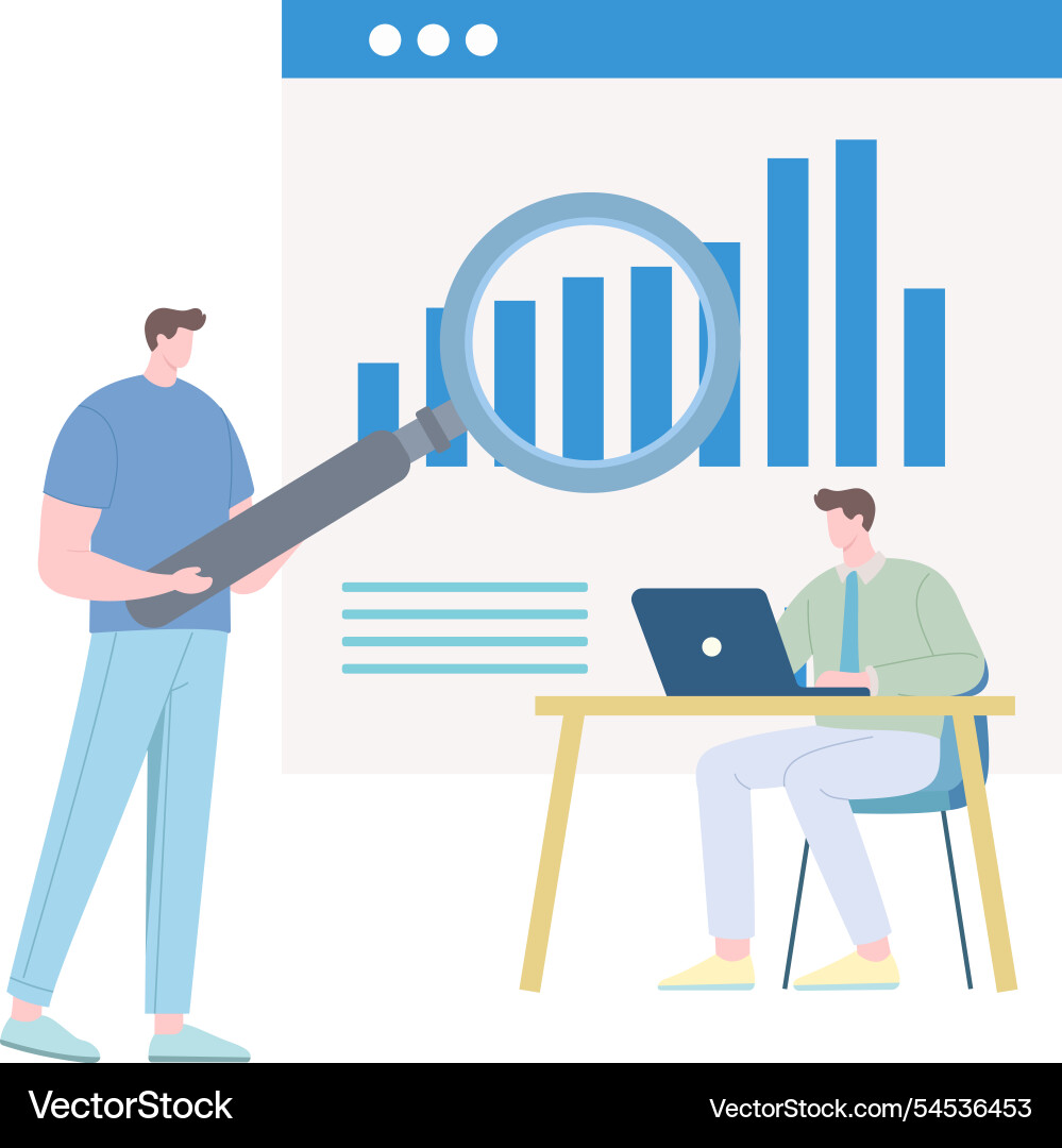Flat of analyzing data Vector Image