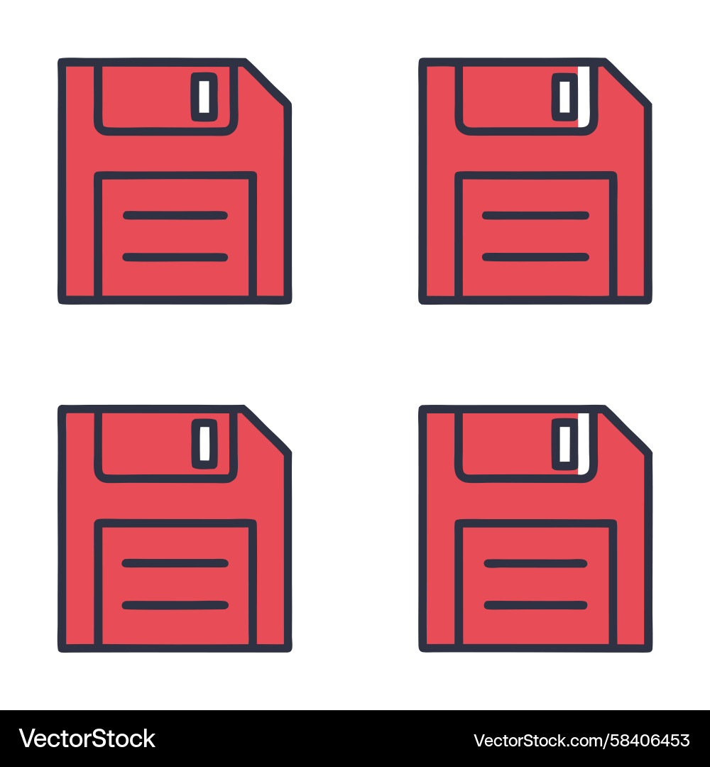 Four Red Floppy Disks Vector Image