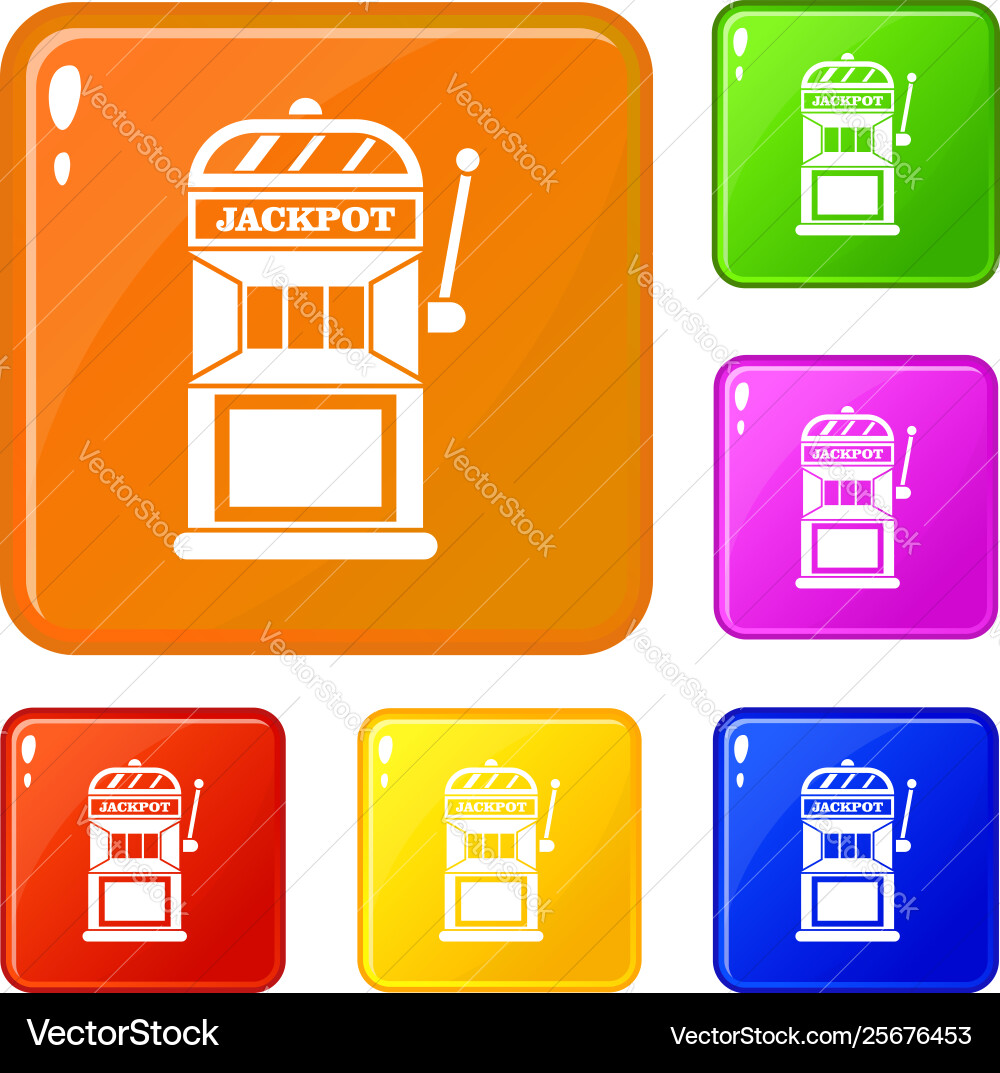 Gamble machine icons set color Vector Image