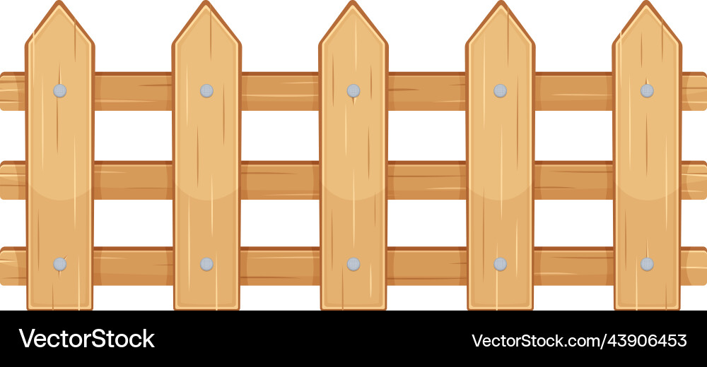 Garden fence cartoon wooden plank farm barrier Garden fence cartoon wooden plank farm barrier vector image