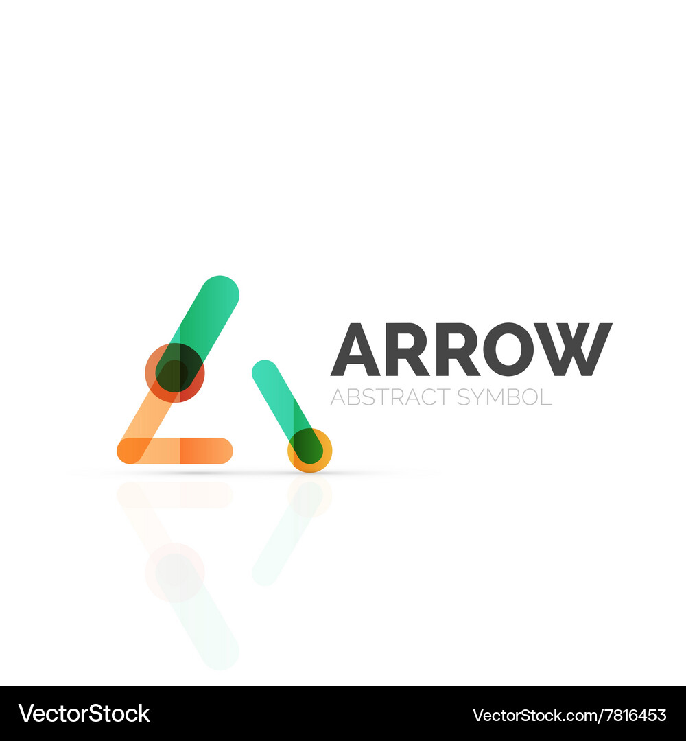 Linear arrow abstract logo connected multicolored Vector Image