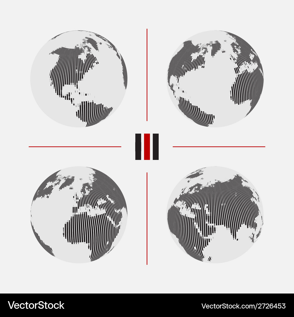 Set of dotted world maps in different resolution Vector Image