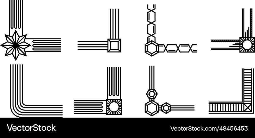 Vintage geometric corner set retro line design Vintage geometric corner set retro line design vector image