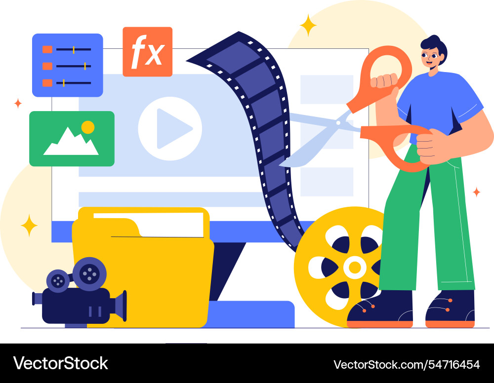 A video editor program featuring editing Vector Image
