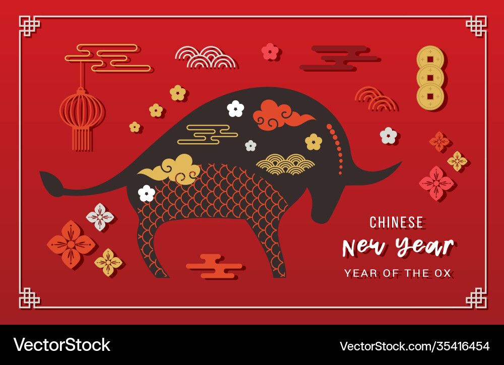 Chinese new year 2021 ox Chinese new year 2021 ox vector image