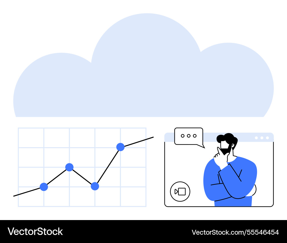 Cloud Computing mit Videoanruf und Datendiagramm Cloud Computing mit Videoanruf und Datendiagramm vektorbild