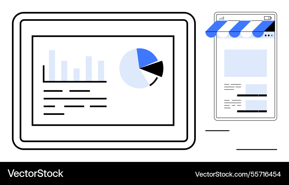 Digital analytics dashboard and online storefront Digital analytics dashboard and online storefront vector image