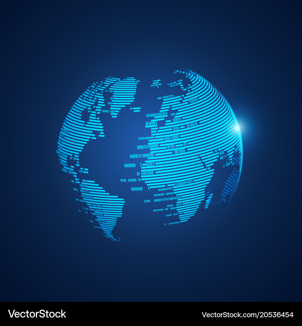 Digital Globe with Binary Code vector image