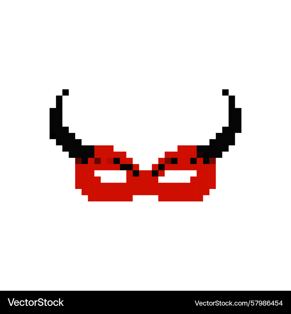 Mosaic pixel mask with devil horns in retro game Vector Image