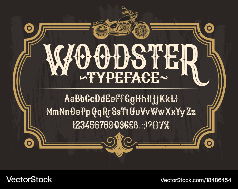 Retro Motorbike Alphabet & Symbols Vector Image