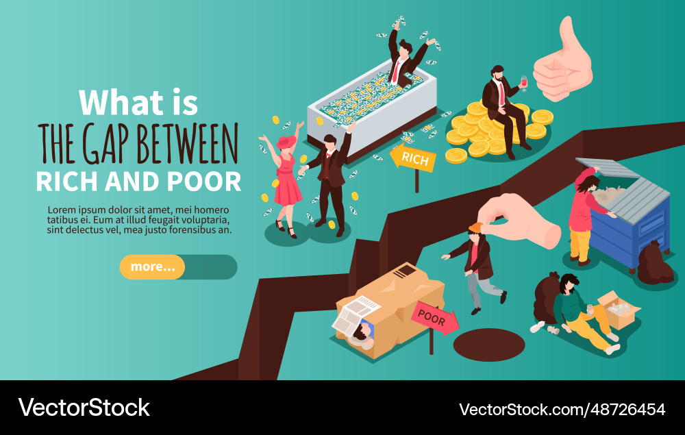 Wealth gap horizontal banner vector image