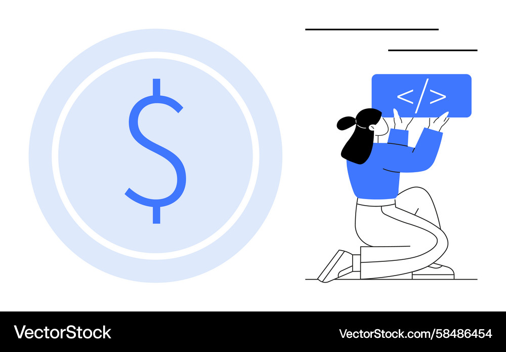 Weibliche Coder Entwicklung Website Vektorbild