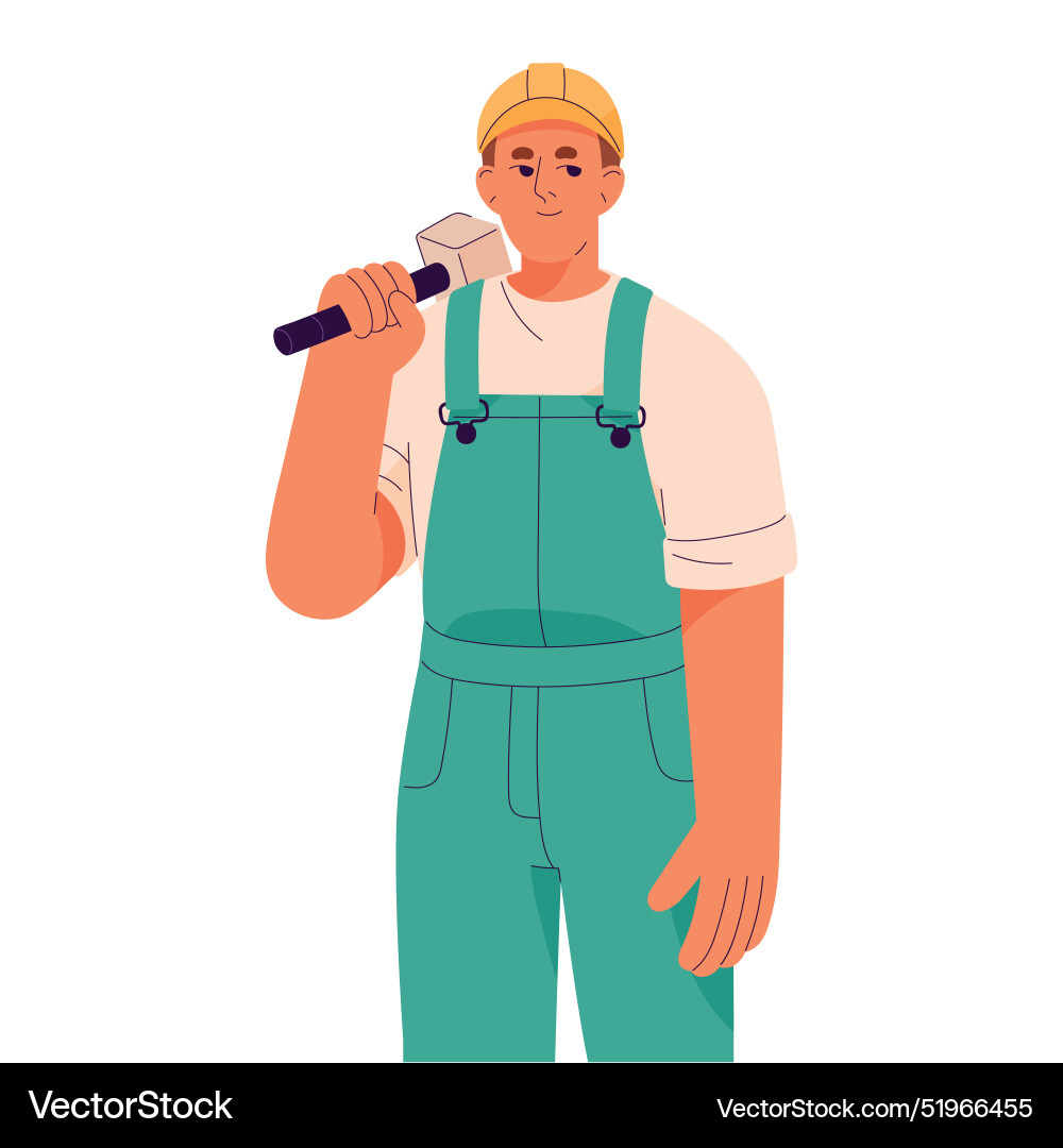 Build worker miner with work tool hammer Build worker miner with work tool hammer vector image