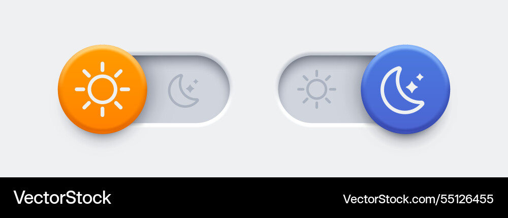 Dark mode and light toggle switch buttons Dark mode and light toggle switch buttons vector image