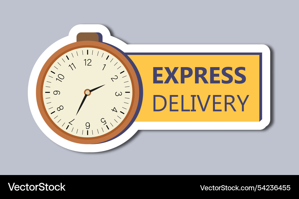 Delivery label clocks with tag text express vector image
